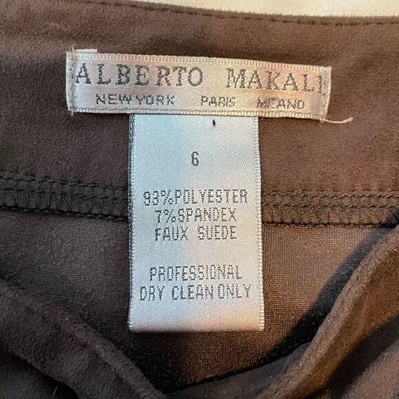 Alberto Makali Faux Suede‎ Mini Skirt Brown Pencil Zipper Pocket Detail 6 - Picture 3 of 4